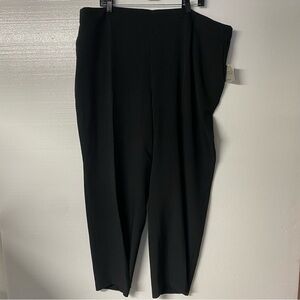 KASPER Pants Women Size 3X Black Elastic Waist Straight Leg Loose Pull On Slacks